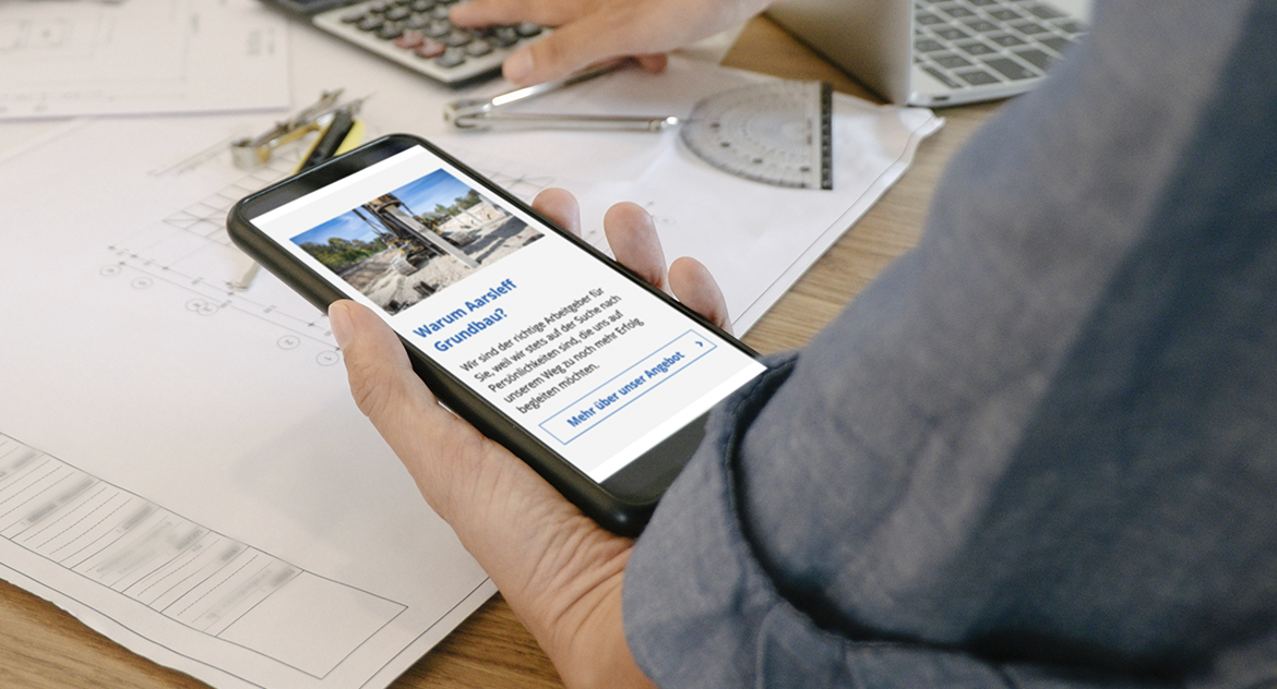 Aarsleff Grundbau Website Mobile Ansicht