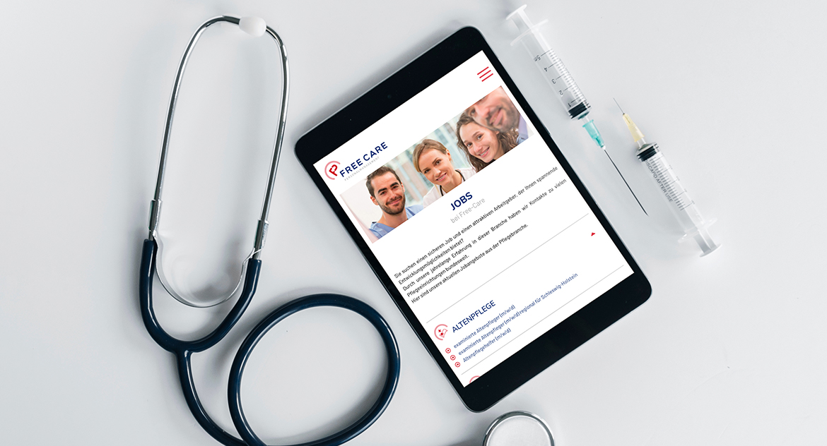 Free-Care Website Tabletansicht Free-Care Website Tabletansicht