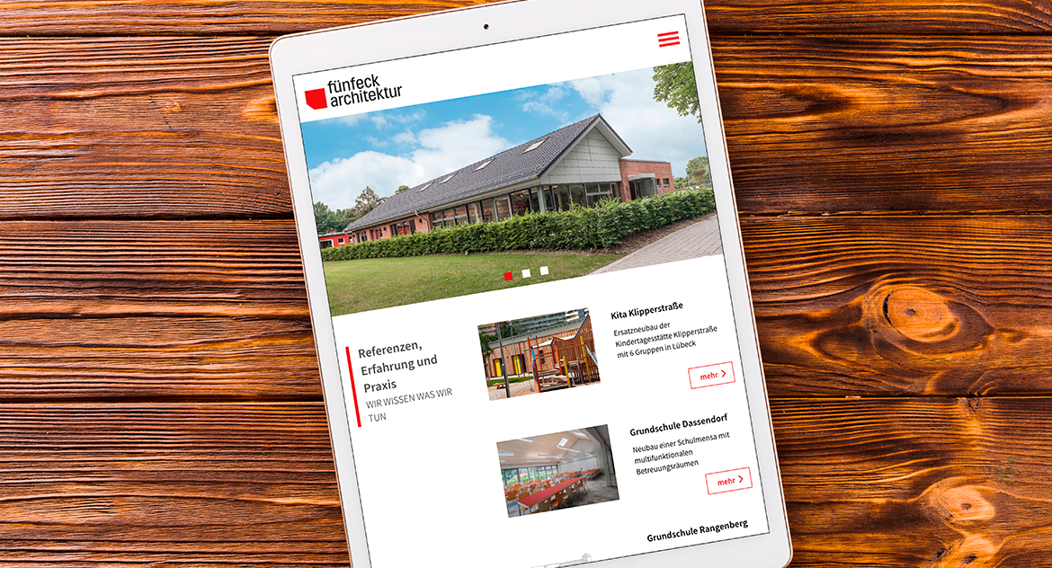 fünfeck architektur Website Tabletansicht