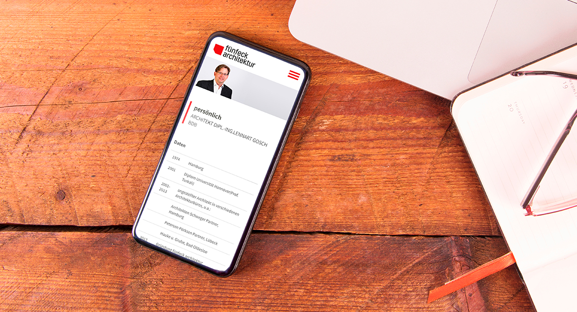 fünfeck architektur Website Mobile Ansicht