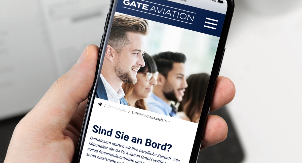 GATE Aviation Website Mobile Ansicht