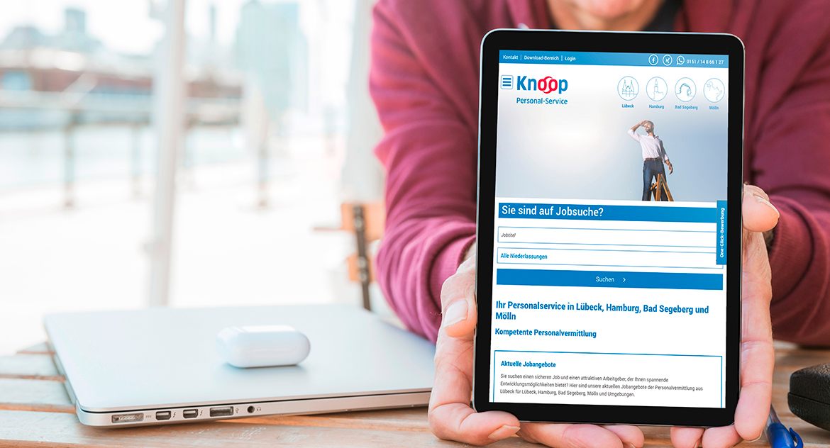 Knoop Personal-Service Website Tablet Ansicht