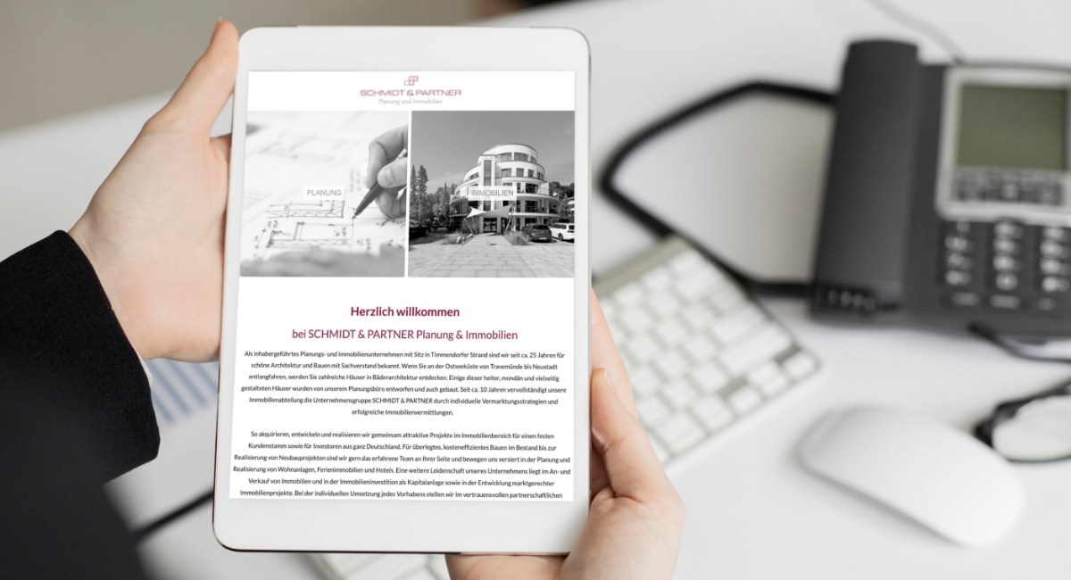 Schmidt & Partner Website Tabletansicht