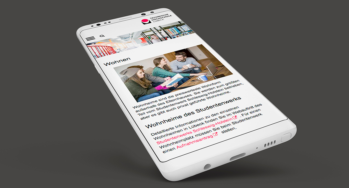 Technische Hochschule Lübeck Website Mobile Ansicht